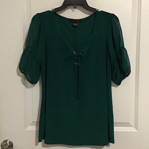 Adele & May Green Blouse with Tie Detail Size L